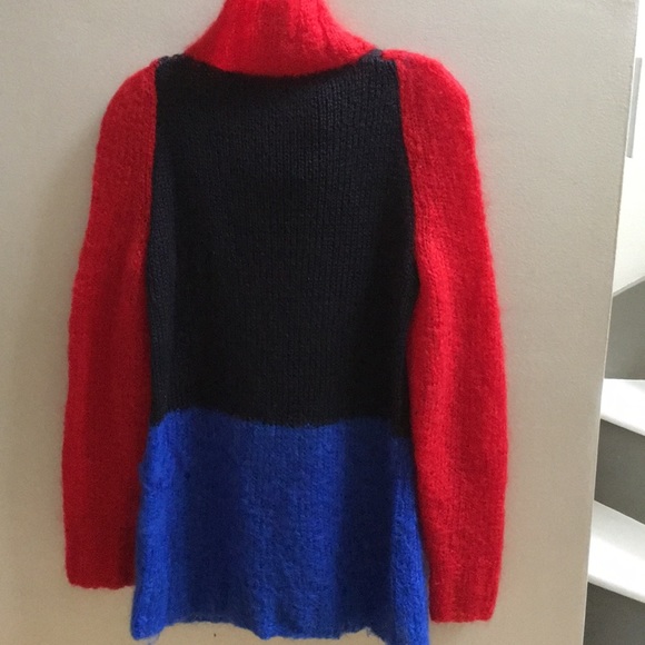 Colorblock mohair & wool cowlneck sweater, sz. M - Picture 4 of 4